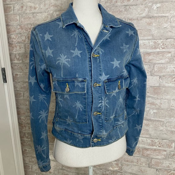 LuLaRoe Jackets & Blazers - LuLaRoe denim jacket with stars and palm trees S